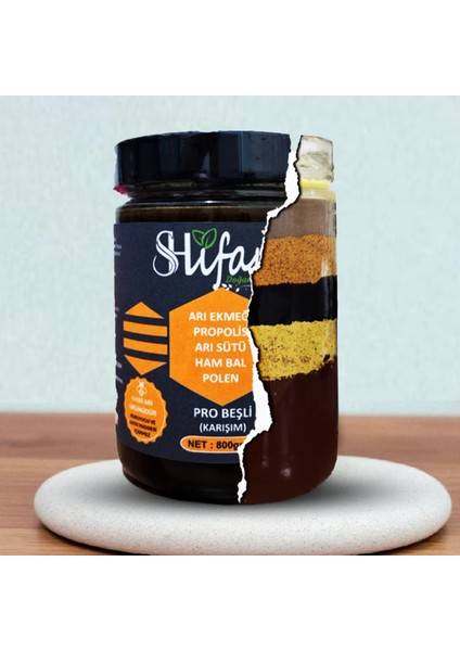 Beşli Karışım (Bal, Propolis, Arı Sütü, Arı Ekmeği, polen) Karışım 800 gr fiyatları