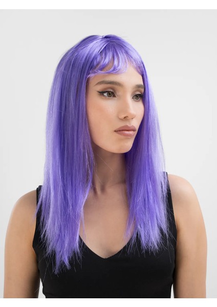 Mor Renk Uzun Düz Parti Peruğu (5256) modelleri