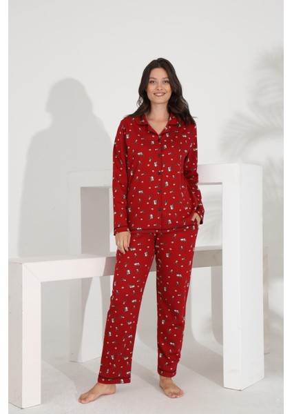 %100 Pamuk Uzun Kol Boydan Düğmeli Cepli Kadın Pijama Takımı 98302-303 fiyatları