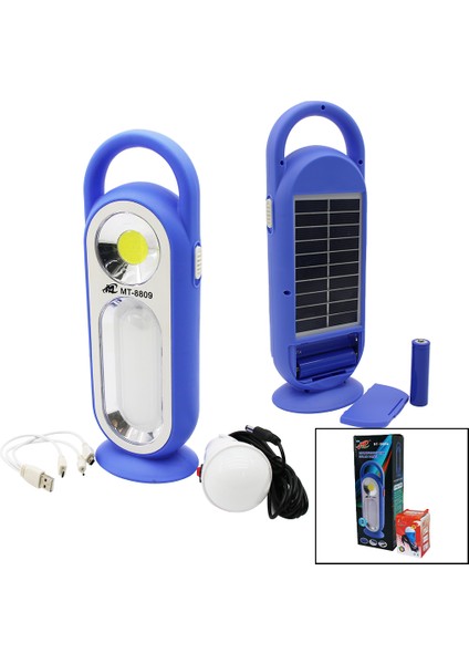 3IN1SOLAR - Pilli - USB Şarjlı - Fener Işıldak Powerbank LED - Cob - Seyyar Ampul (5256)