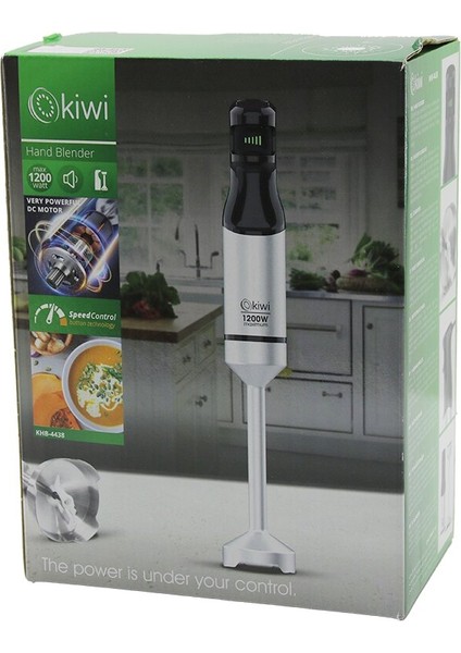 Kiwi KHB-4438 Çubuk El Blender 1200W Değişken Hız Kontrol Düğmesi Güçlü Dc Motor Çelik Bıçak Krom Kaplama Gövde (5256)