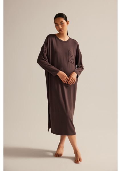 Kadın Modal Iki Iplik Yırtmaç Detaylı Elbise fiyatları