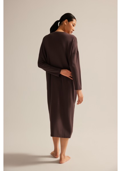 Kadın Modal Iki Iplik Yırtmaç Detaylı Elbise fırsatları