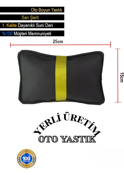 Mercedes A W168 1997-2004 - Short Oto Koltuk Sarı Şerit Boyun Yastığı 2 Adet