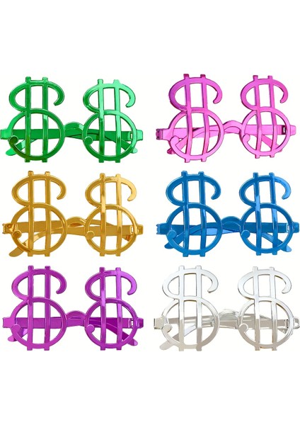 Dolar Şekilli Metalize Parti Gözlüğü 6 Adet (5256)