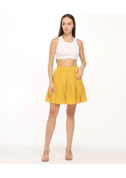 Krep Kumaş Düz Renk Şort Etek