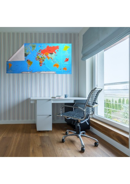 Renkli atlas Dünya haritası Manyetik Yapıştırıcı Gerektirmeyen Duvar Stickerı 118 cm * 56 cm (5256) indirimleri