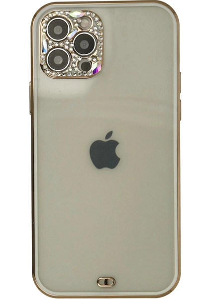 iPhone 12 Pro Max Kılıf Liva Taşlı Silikon - BEYAZ-(5796)