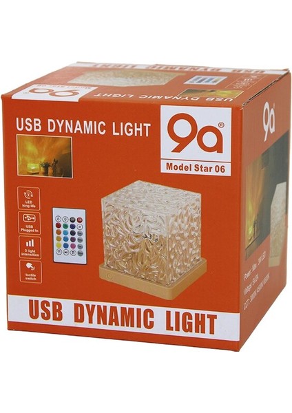 USB Kumandalı Rgb Su Desenli Mika Kristal Plastik Gece Lambası 9.5X9.5CMX11.5CM (5256)