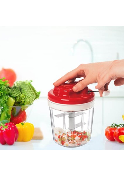 5 Bıçaklı Ipli El Rondosu Pratik Sebze Doğrayıcı (5256)