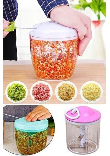 5 Bıçaklı Ipli El Rondosu Pratik Sebze Doğrayıcı (5256) modelleri