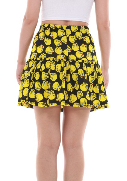 Tweety Çizgi Film Karakterli Jarse Kumaş Mini Boy Şort Etek indirimleri