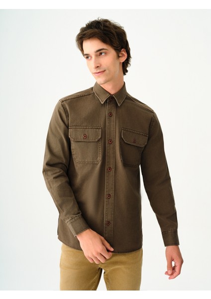 Erkek Gömlek Koyu Haki LF2037426