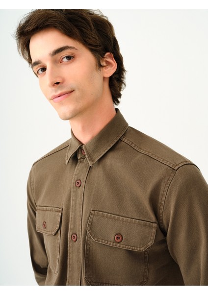 Erkek Gömlek Koyu Haki LF2037426