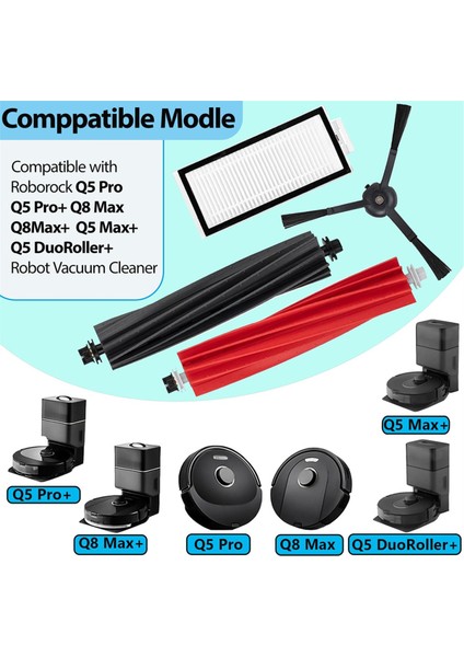 Q5 Robot Süpürge Aksesuar Seti - Çift Silindir Fırça, Yan Fırçalar ve Filtreler Içerir (Yurt Dışından) fiyatları