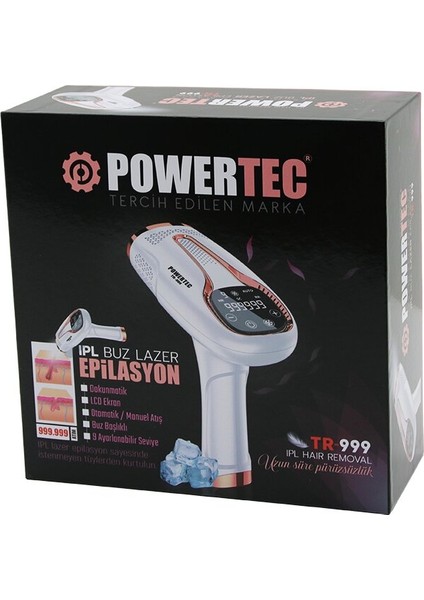 Ipl Buz Lazer Epilasyon Cihazı Fişli Şarjlı Dokunmatik LCD Ekran3 6W 9-Seviye Ayarı Otomatik - Manuel TR-999 (5256)