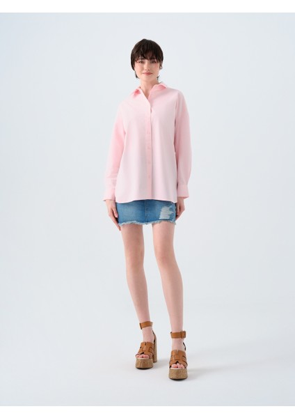 Oversize Fit Kadın Gömlek U.kol