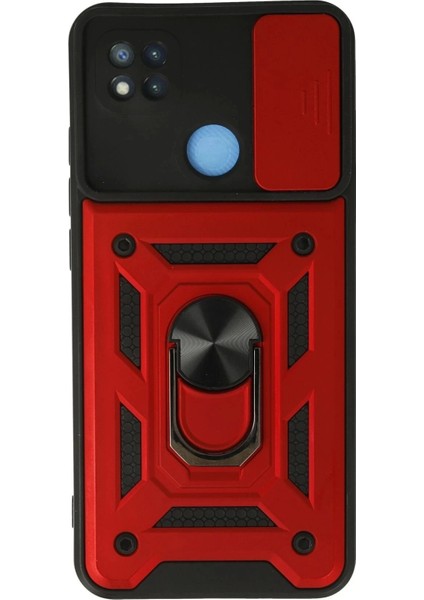 Xiaomi Redmi 9c Kılıf Pars Lens Yüzüklü Silikon - KIRMIZI-(5796)