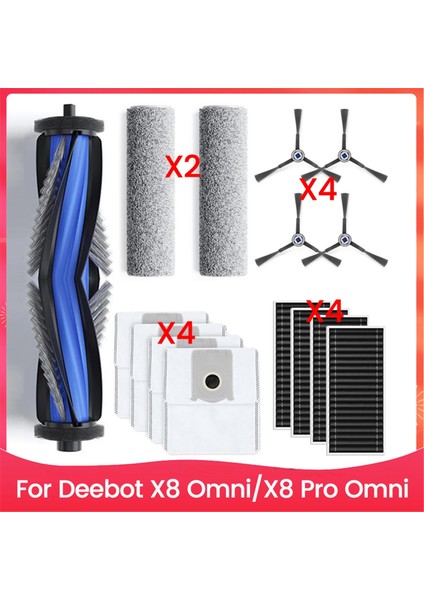 X8 Omni/x8 Pro Omni Için Aksesuar Seti Kauçuk Ana Fırça Filtreleri Silecek Silindirleri Yan Fırçalar Toz Torbaları (Yurt Dışından)
