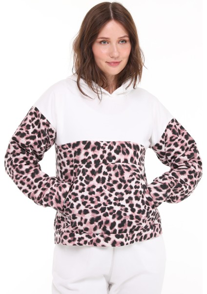 Kadın Leopar Desenli Üç Iplik Şardonlu Alt Üst Eşofman Takımı indirimleri