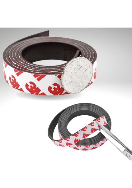 Yapışkanlı Şerit Mıknatıs Magnet Kes Kullan Güçlü Sağlam Rulo Çıkarılması Kolay Siyah 2cm x 1 mt (5256) fiyatları