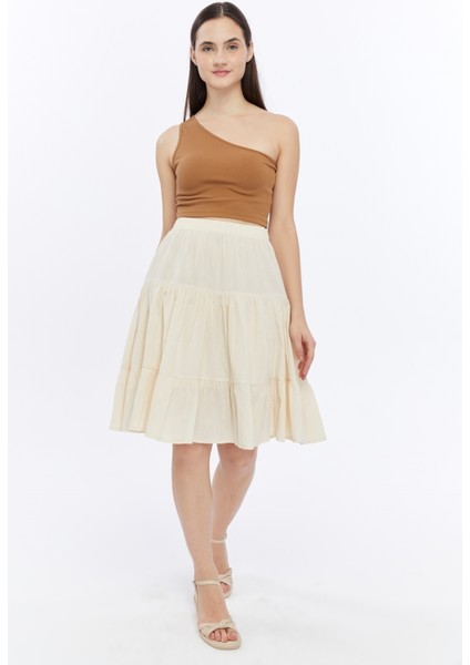 %100 Pamuk Kumaş Midi Boy Şort Etek