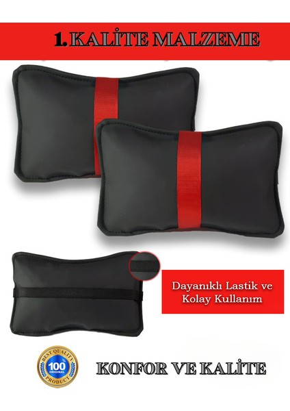 Mitsubishi Colt 2004-2009 Oto Koltuk Kırmızı Şerit Boyun Yastığı 2 Adet indirimleri