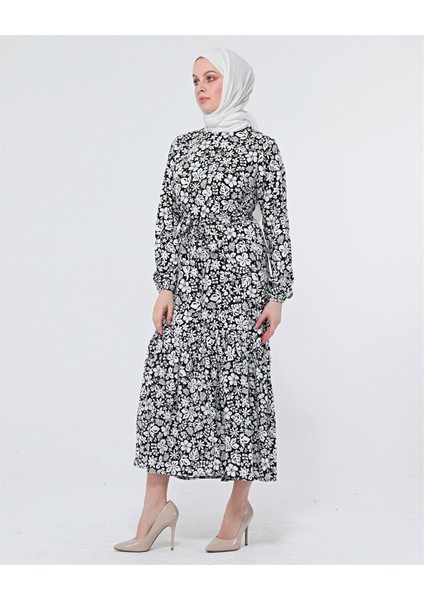 Tesettür Uzun Elbise Fırfırlı Kuşaklı fiyatları