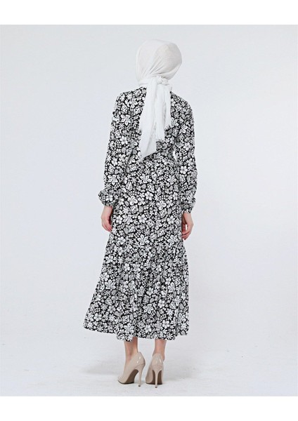 Tesettür Uzun Elbise Fırfırlı Kuşaklı modelleri