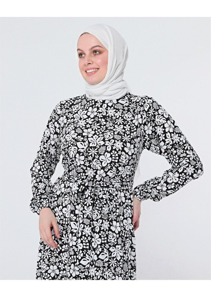 Tesettür Uzun Elbise Fırfırlı Kuşaklı fırsatları