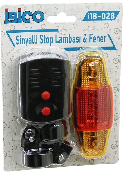 2in1 Bisiklet Cob LED Fener - Sinyalli Stop Lamba Pilli (5256)