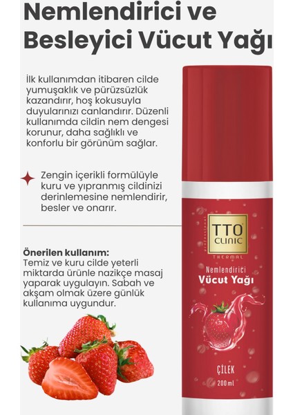 Tto Clinic Vücut Yağı Çilek 200 ml (Çay Ağacı Yağı / Tea Tree Oıl) indirimleri