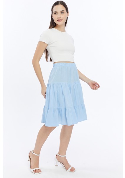 %100 Pamuk Kumaş Midi Boy Şort Etek