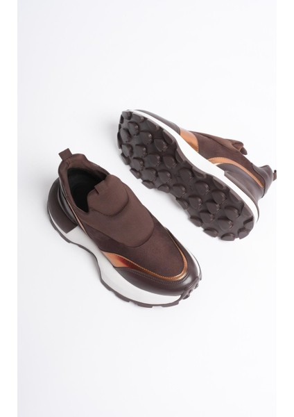 Kadın Streçli Spor Ayakkabı Bronz Detaylı Kahve Bravina fırsatları