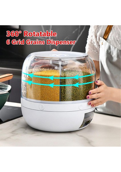 Kuru Gıda ve Bakliyat Organizeri 360° Dönebilen 6 Bölmeli Ayrıştırıcılı Hava Geçirmez (5256) fırsatları