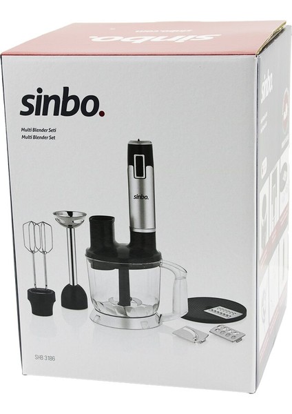 Turbo Multi Blender Seti Doğrayıcı- Mikser- Blender Rende Dilim Diskleri 300W 2lt Hazne SHB-3186 (5256)