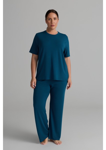 Kadın Plus Size Modal Iki Iplik Cepli Pantolon modelleri