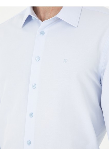 Erkek Açık Mavi Regular Fit Armürlü Uzun Kollu Gömlek 50294729-VR003