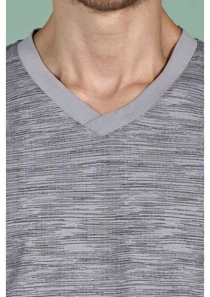 Erkek Gri V Yaka Uzun Kollu Pijama Takımı C2T3N91 indirimleri