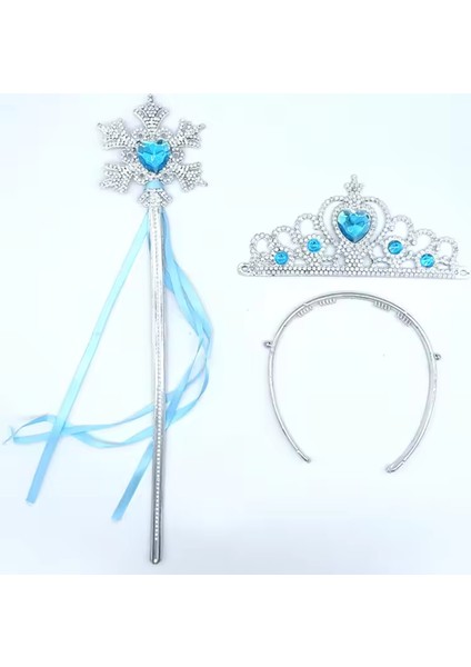 Karlar Ülkesi Elsa Mavi Kalp Tacı ve Kar Temalı Asa Seti (5256) indirimleri