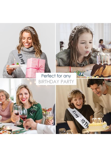 Kristal Taşlı Gümüş Renk It&apos;s My Birthday Yazılı Doğum Günü Parti Tacı 14X16 cm (5256) modelleri