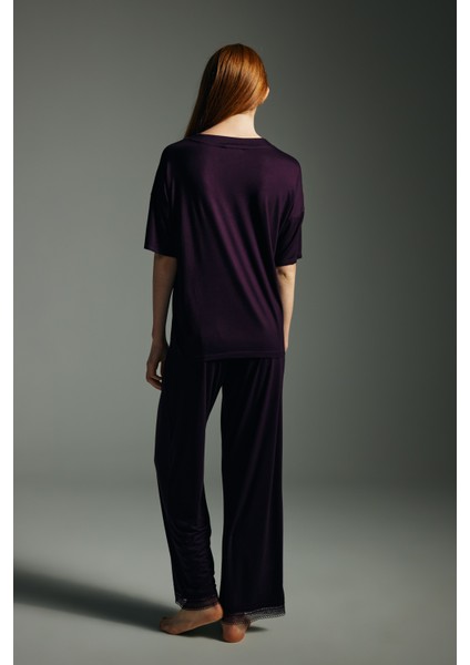 Kadın Viskon Kısa Kollu V Yaka Pijama Üstü fırsatları