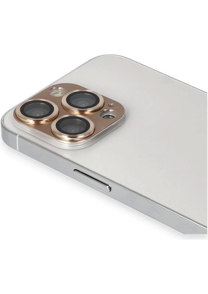 iPhone 13 Pro Max Pers Alüminyum Kamera Lens - GOLD-(5796)