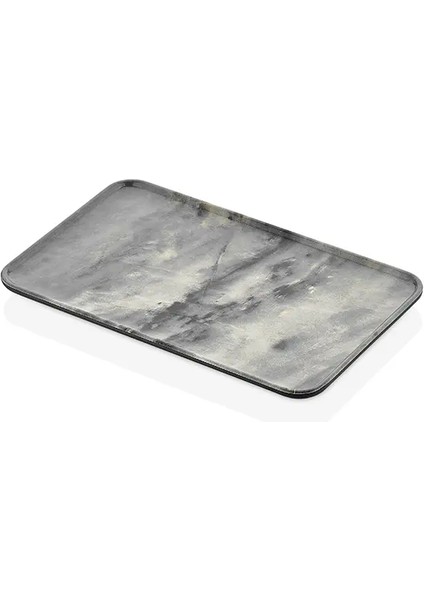 40014.RM - Royal Marble Luna 12'li Gri Tabak Seti 26,5X16,2 Cm, Thermoset Melamin