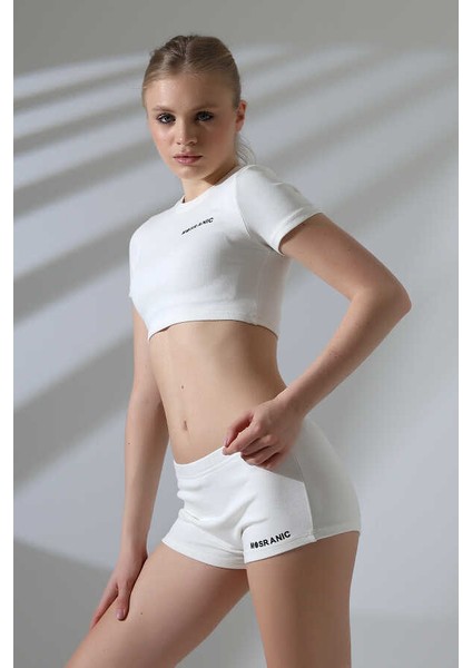 Kadın Krem Kısa Tişört Şort Takım MSC8002 modelleri