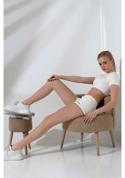 Kadın Krem Kısa Tişört Şort Takım MSC8002 indirimleri