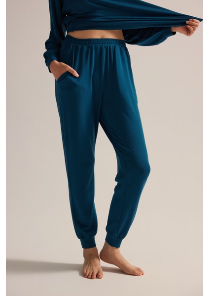 Kadın Modal Iki Iplik Cepli Pantolon