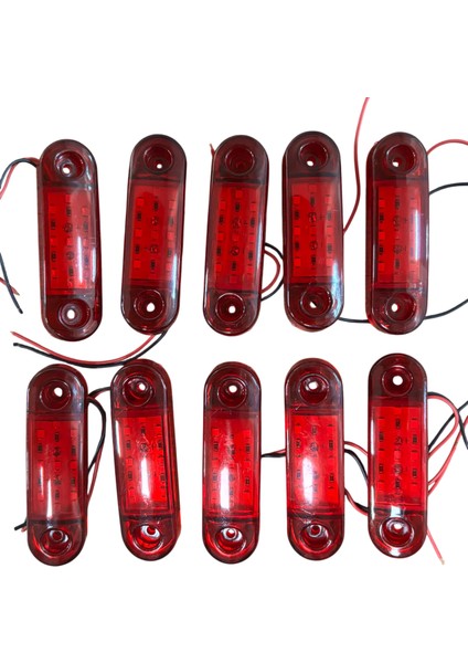 9 LED Parmak Lamba Oval 24V Kırmızı Su Geçirmez E Belgeli 10 Adet Fiyatı TAS.018K