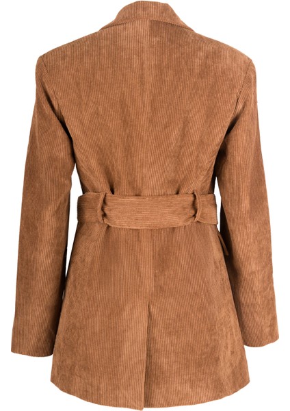 Fitilli Kadife Beli Kuşaklı Ceket