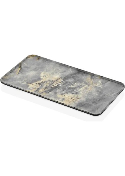 40013.RM - Royal Marble Luna 9'lu Gri Tabak Seti 17,6X32,5 Cm, Thermoset Melamin
